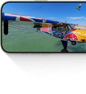 iPhone 17, exterior front, showing a Red Bull plane