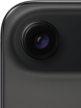 iPhone Air, back exterior, Space Black color, top rounded corner, single-lens Fusion camera system