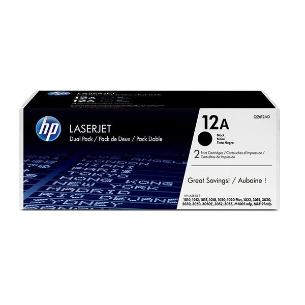 HP 12A 2 Pack LaserJet Toner Q2612AD