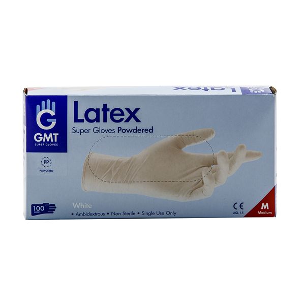 GMT Latex 100 Τμχ με Πούδρα Λευκά M Γάντια