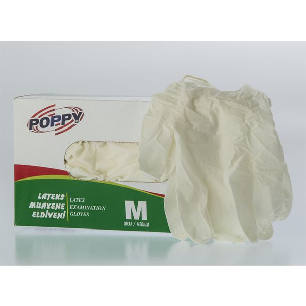 Poppy Latex 100 Τμχ με Πούδρα Λευκά M Γάντια