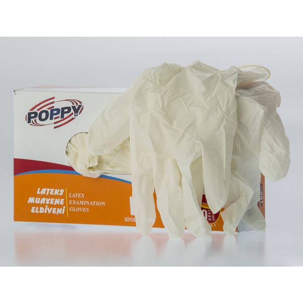 Poppy Latex 100 Τμχ με Πούδρα Λευκά L Γάντια