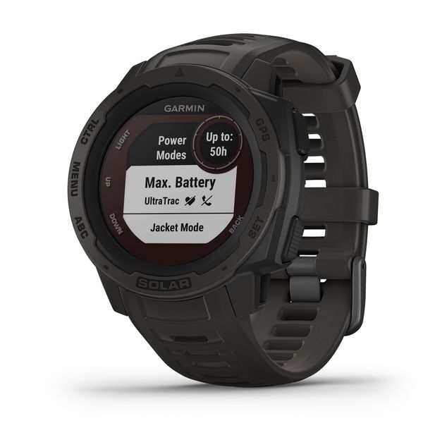garmin instinct graphite colour smartwatch with silicone band
