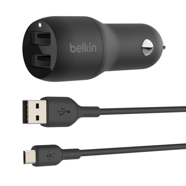 Belkin Belkin Dual USB-A 1M PVC Black Φορτιστής Αυτοκινήτου