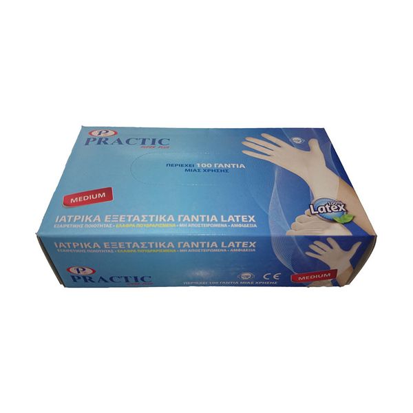 Practic Latex 100 Τμχ Ελαφρά Πουδραρισμένα Λευκά Μ Γάντια