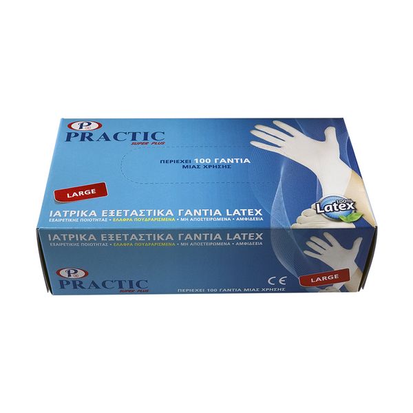 Practic Latex 100 Τμχ Ελαφρά Πουδραρισμένα Λευκά L Γάντια