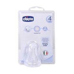 Chicco Θηλή Μπιμπερό Σιλικόνης Simply Glass - Γρήγορη Ροή 4M+ (1 Τμχ)