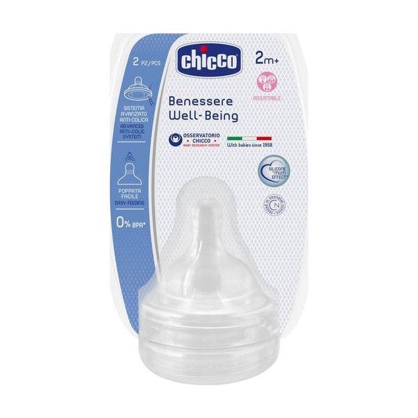 Chicco Φυσική Μέθοδος - Ρυθμιζόμενη Ροή 2Μ+ (2 Τμχ) Θηλή Σιλικόνης
