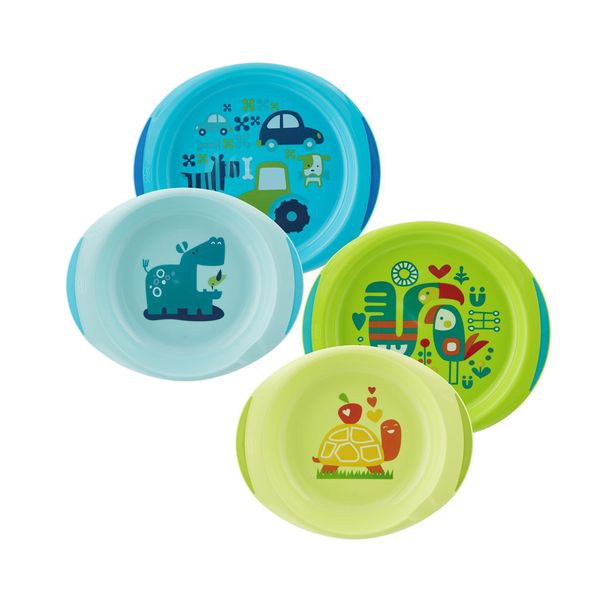 Chicco Πιάτο & Μπωλ - Μπλε/Πράσινο Σετ 12Μ+