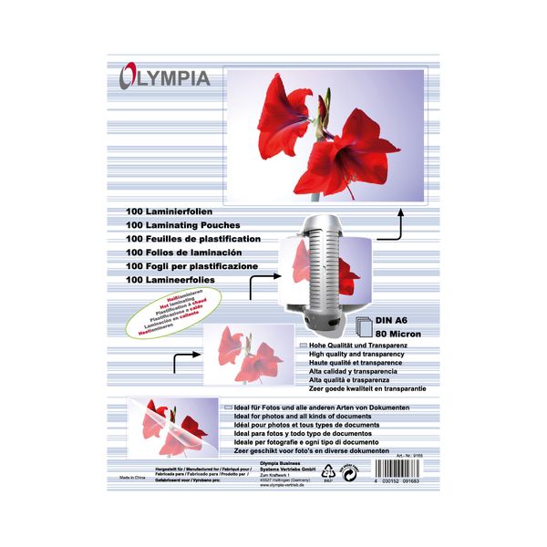 Olympia 80 Microns 100xA6 Φύλλα Πλαστικοποίησης