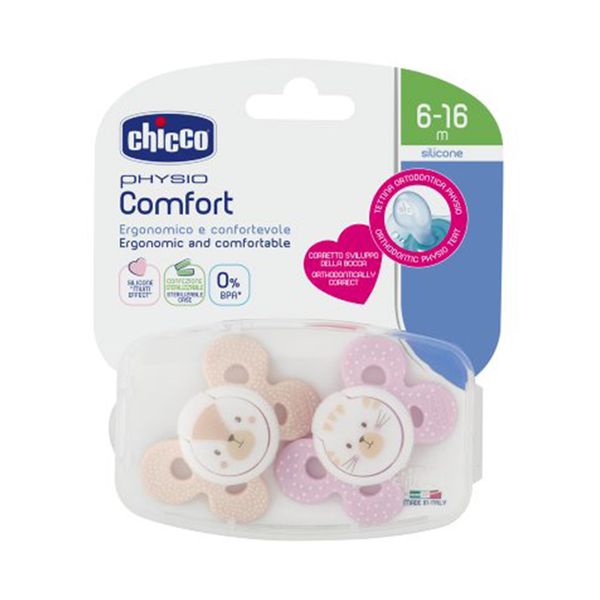 Chicco Chicco Comfort Ροζ 6-16M+ 2 τμχ Πιπίλα