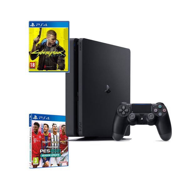 Sony PS4 500GB Slim & Cyberpunk 2077 & eFootball PES 2021 & myClub Bonus