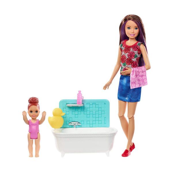 Mattel Barbie Babysitters - Ώρα για Μπάνιο FXH05 Παιχνίδι Κούκλα