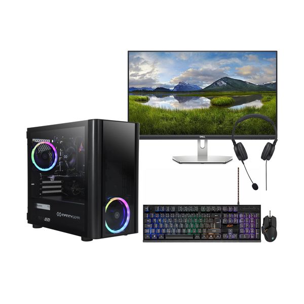 Infinity Gear Core 4 Rev.3 PC & Dell 27”Monitor & ADX Gaming Keyboard & Mouse & Advent Headset