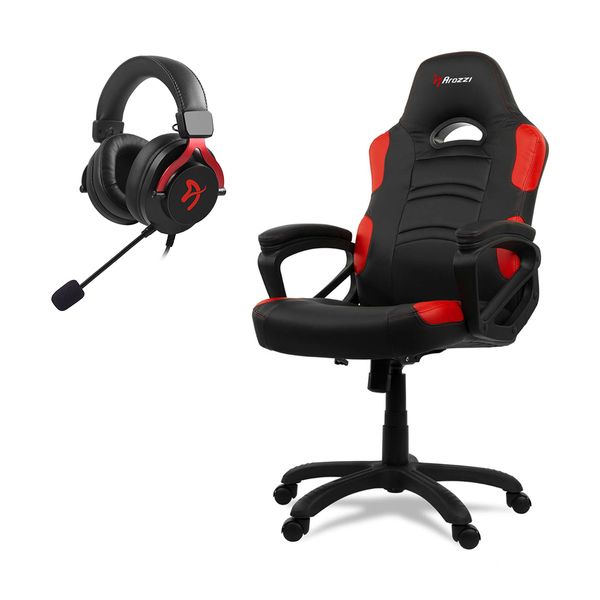 Arozzi Enzo Red Gaming Καρέκλα & Aria Red Gaming Headset