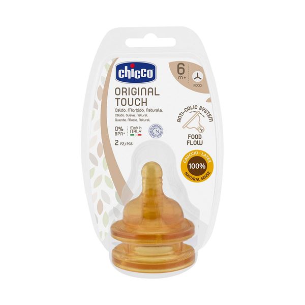 Chicco Original Touch Ροή Φαγητού 6m+ (2 Tμχ.) Θηλή Καουτσούκ