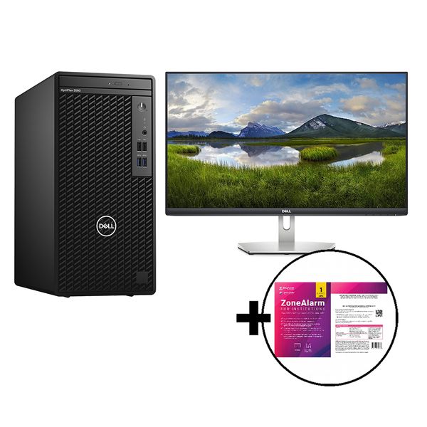 Dell Optiplex 3080 Desktop PC & S2421HN 24" Monitor & ZoneAlarm Extreme Security for Institutions 1 Device, 2 Years Software