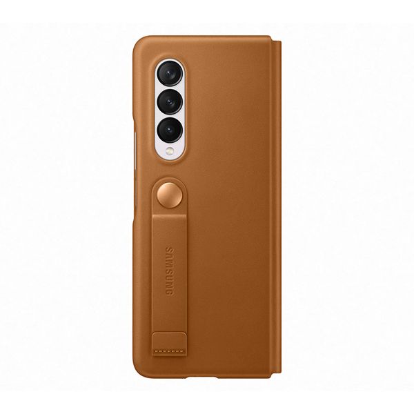 Samsung Galaxy Z Fold 3 Leather Flip Case Camel Θήκη Κινητού