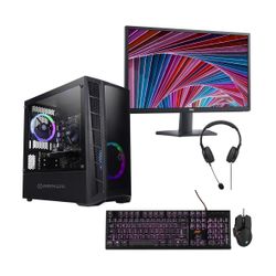 Infinity Gear Core 4 Rev.4D Desktop PC & Dell 24” Monitor & ADX Gaming Keyboard & Mouse & Advent Headset