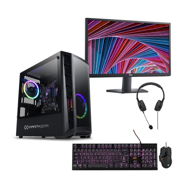 Infinity Gear Core R2 Rev.2 Desktop PC & Dell 24” Monitor & ADX Gaming Keyboard & Mouse & Advent Headset
