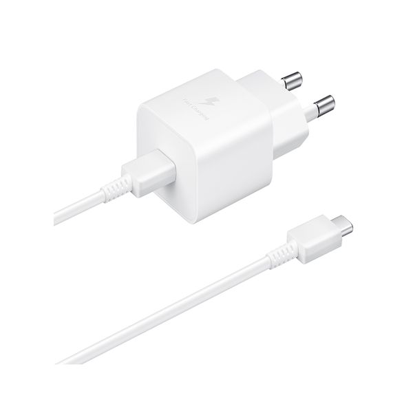 Samsung Samsung Fast Charge 15W με καλώδιο 1m Type-C to Type-C White Φορτιστής