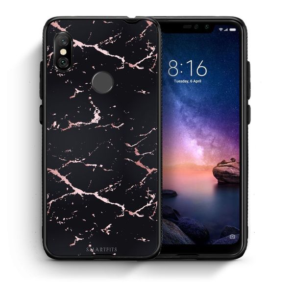 Smartfits Smartfits Marble Black Rosegold - Xiaomi Redmi Note 6 Pro θήκη