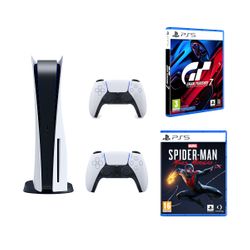 Sony Playstation 5 & DualSense Wireless Controller & Spiderman Miles Morales & Gran Turismo 7