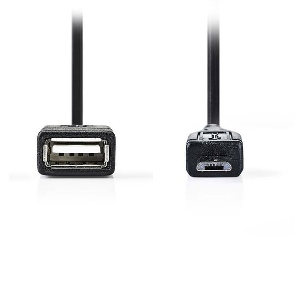Nedis CCGP60515BK02 USB 2.0 On-the-go Cable Micro B Male-A Female 0.2m Black Καλώδιο