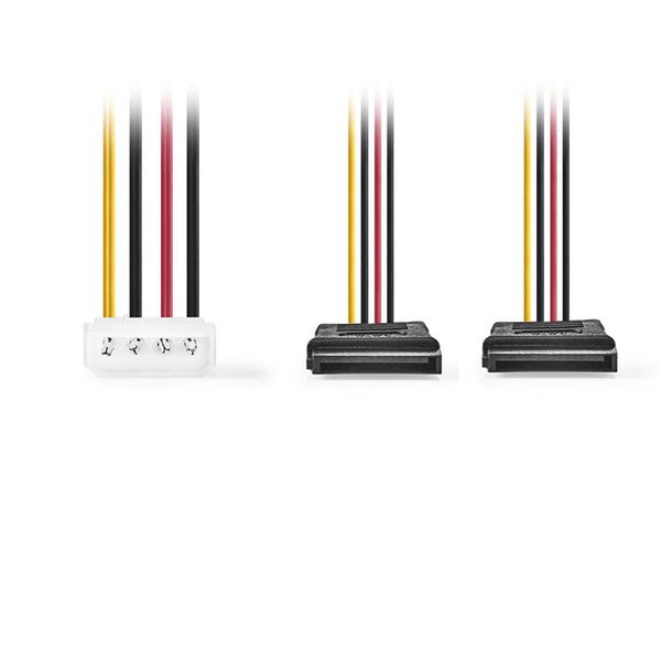 Nedis CCGP73520VA015 Internal Power Cable Molex Male-2x SATA 15-pin Female 0.15m Various Καλώδιο