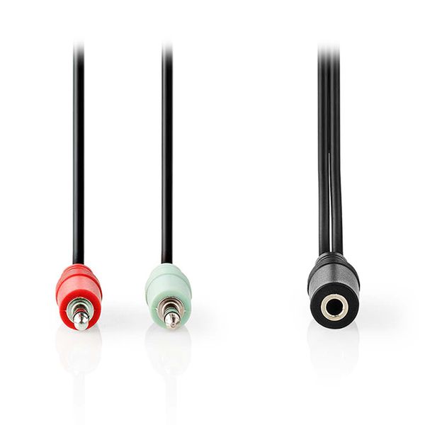 Nedis CAGB22160BK02 STEREO AUDIO CABLE 3.5mm FEMALE - 2x 3.5mm MALE 0.12m BLACK Καλώδιο Ήχου