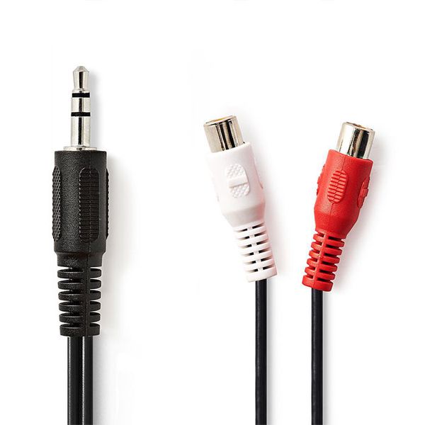 Nedis CAGT22250BK02 Stereo Audio Cable 3.5 mm Male 2x RCA Female 0.2 m Black Καλώδιο