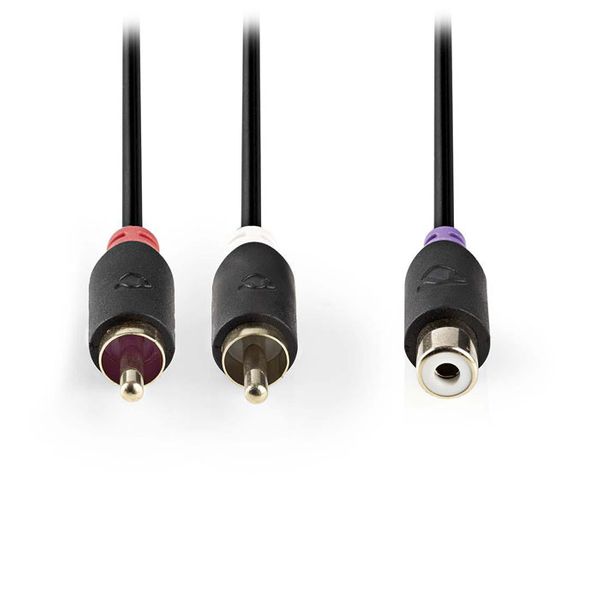 Nedis CABW24020AT02 Subwoofer Cable 2x RCA Male - RCA Female 0.2 m Anthracite Καλώδιο Ήχου