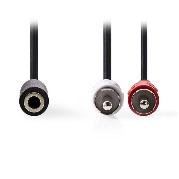 Nedis CAGB22255BK02 Stereo Audio Cable 2x RCA Male - 3.5 mm Female 0.2 m Black Καλώδιο