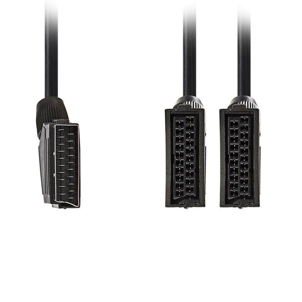 Nedis CVGP31070BK02 SCART Cable SCART Male - 2x SCART Female 0.2 m Black Καλώδιο