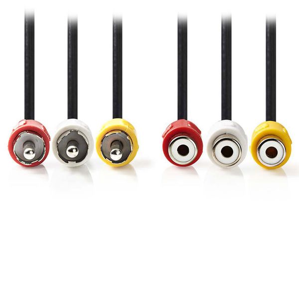 Nedis CVGP24305BK30 Composite Video Cable 3xRCA Male-3xRCA Female,3.0 m Black Καλώδιο