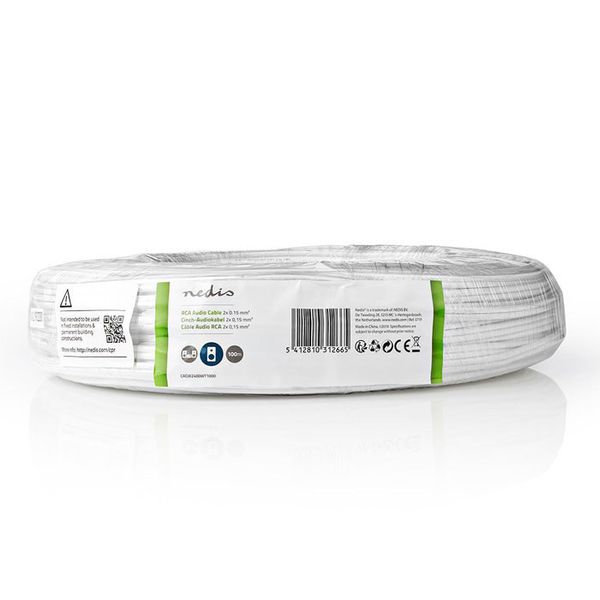 Nedis CAGW2400WT1000 RCA Cable 2x 0.15.0 mm2 100 m Wrap White Καλώδιο Κεραίας