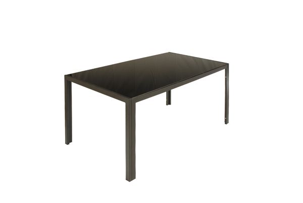 Milano Αλουμινίου με Μαύρο Τζάμι Τραπέζι