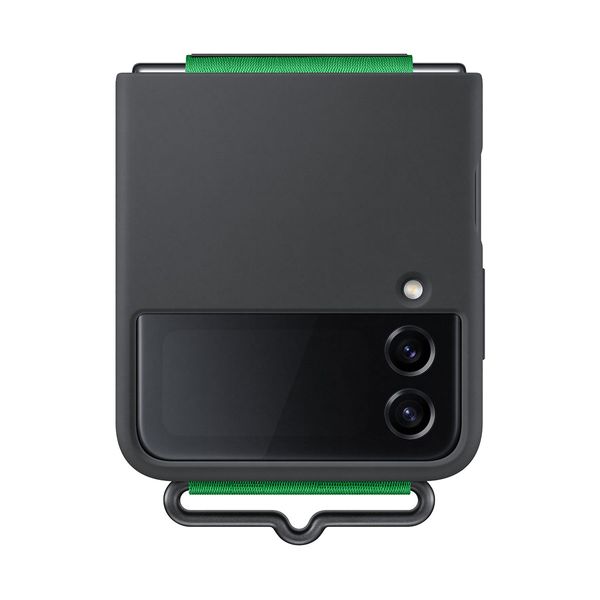 Samsung Galaxy Flip 4 Silicon Cover with Strap Black Θήκη