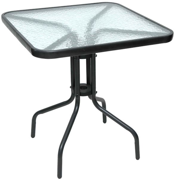 Velco Μεταλλικό με Γυάλινη Επιφάνεια Τετράγωνο Τραπέζι