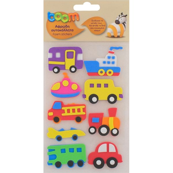 Boom Οχήματα Αφρώδη 9 Τεμάχια MTCR-EA129 Αυτοκόλλητα