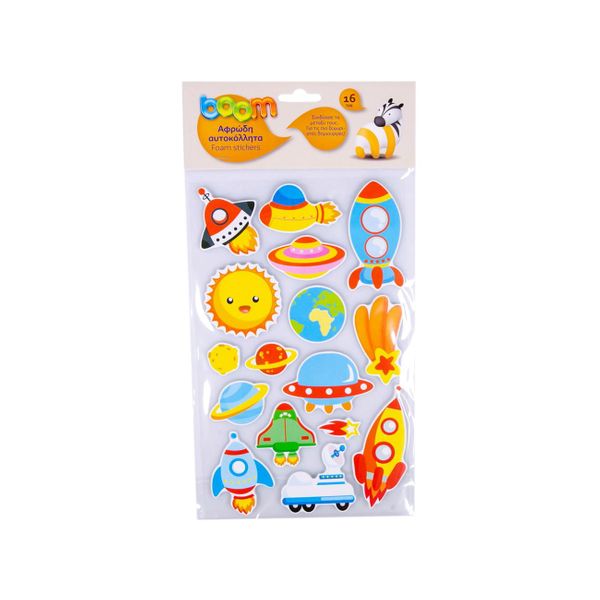 Boom Αφρώδη Διαστημόπολοια 16 Τεμάχια Αυτοκόλλητα
