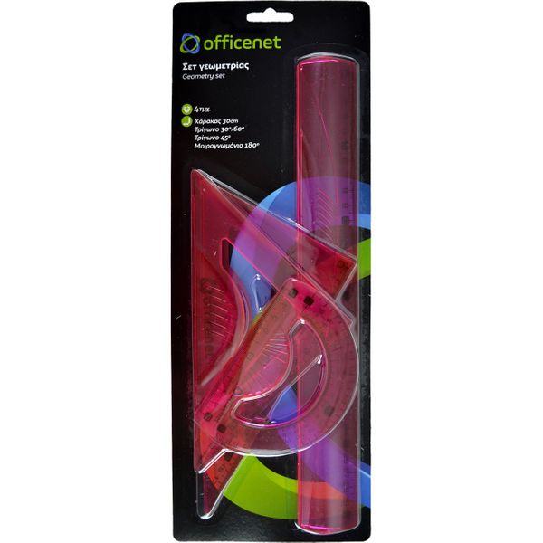Officenet Σετ Ροζ 4 Τεμάχια Η112R Γεωμετρικά Όργανα