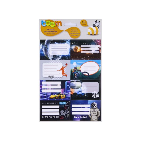 Boom Τετραδίων 16 Τεμαχίων Αυτοκόλλητες Ετικέτες