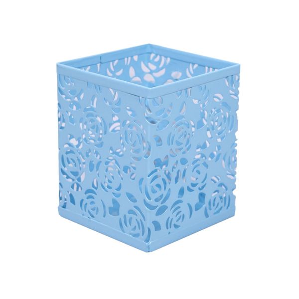 Μεταλλική Τετράγωνη Γαλάζια Flowers Μολυβοθήκη