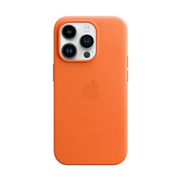 Apple iPhone 14 Pro Leather Case with MagSafe Orange Θήκη Κινητού