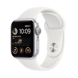 Apple Watch SE GPS 40mm Silver Aluminium Case with White Sport Band Regular