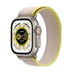 Apple Watch Ultra GPS + Cellular 49mm Titanium Case with Yellow/Beige Trail Loop S/M