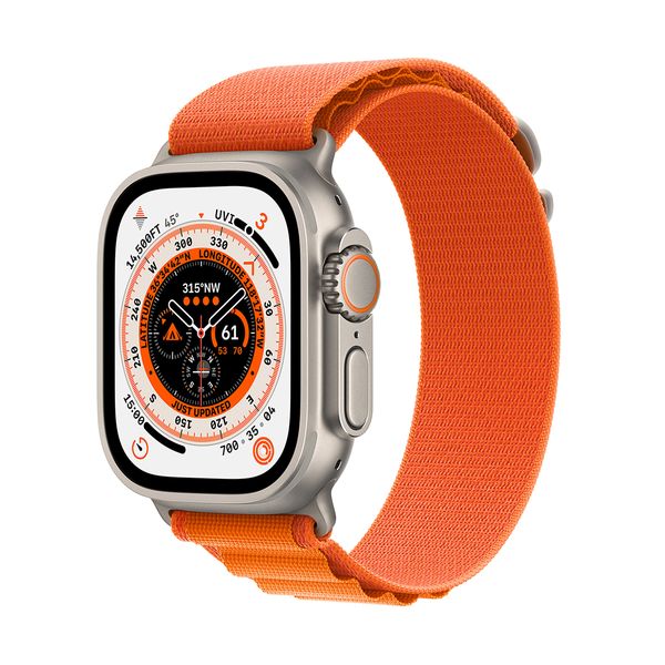 Apple Watch Ultra GPS + Cellular 49mm Titanium Case with Orange Alpine Loop Medium SmartWatch