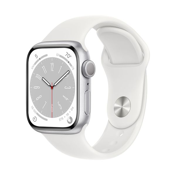 Apple Watch Series 8 GPS 41mm Silver Aluminium Case with White Sport Band Regular
