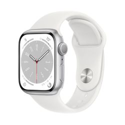 Apple Watch Series 8 GPS 41mm Silver Aluminium Case with White Sport Band Regular